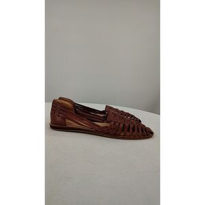Quince Cognac Brown Woven Leather Huarache Flats